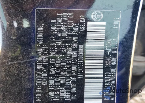 2013 Toyota Avalon Base из США, поврежденный, VIN 4T1BK1EB4DU036898